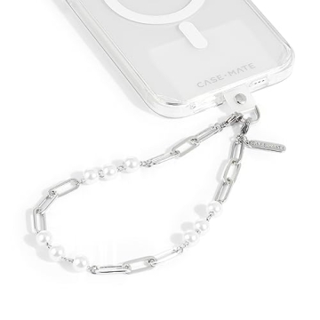 Case-Mate Phone Charm with Beaded Silver Pearls - Stylish & Functional Wrist Strap