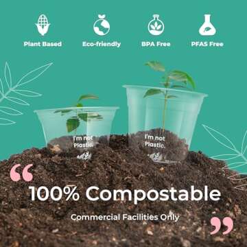 Compostable 32 oz Cups with Lids - Eco Friendly Drinkware