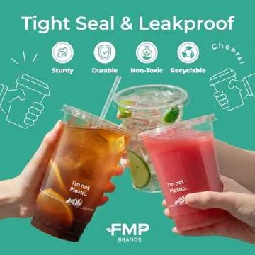 Compostable 32 oz Cups with Lids - Eco Friendly Drinkware