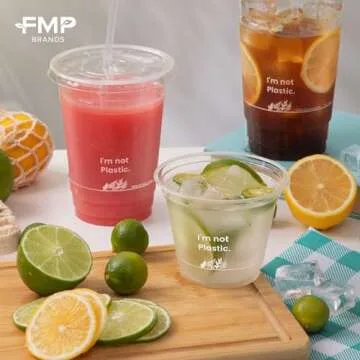 Compostable 32 oz Cups with Lids - Eco Friendly Drinkware