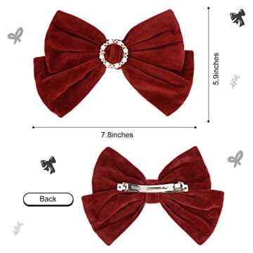 4PCS Velvet Hair Bows Ribbon Hair Clip Ponytail Holder Accessories Slides Metal Clips Barrettes Girl...