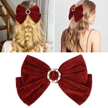 4PCS Velvet Hair Bows Ribbon Hair Clip Ponytail Holder Accessories Slides Metal Clips Barrettes Girls Toddlers Teens