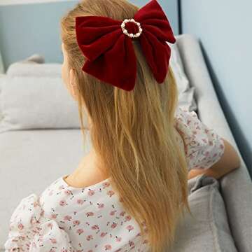 4PCS Velvet Hair Bows Ribbon Hair Clip Ponytail Holder Accessories Slides Metal Clips Barrettes Girls Toddlers Teens