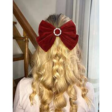 4PCS Velvet Hair Bows Ribbon Hair Clip Ponytail Holder Accessories Slides Metal Clips Barrettes Girls Toddlers Teens