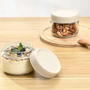 2 Pack Glass Jars with Screw Lids for Salad Dressing, 10oz Overnight Oats, Condiment Sauce, Baby Food Kids Snacks, Meal Prep Container, Canning Spice Wide Mouth Leak Proof Storage Airti (2Pack-Yellow)