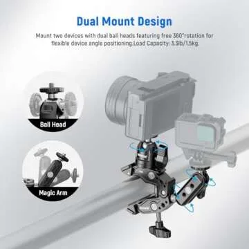 NEEWER Super Clamp with 3" Dual Ballhead Magic Arm