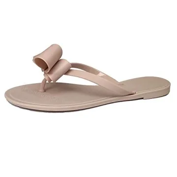 Mtzyoa Women's Bow Flip-Flops Beach Rain Jelly Shoes