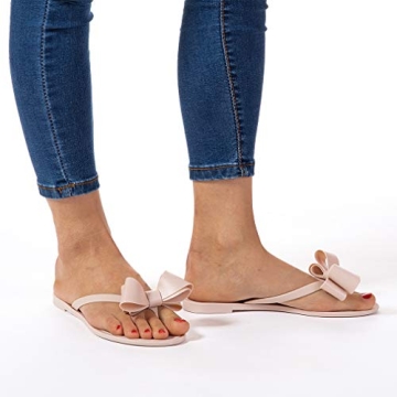 Mtzyoa Women's Bow Flip-Flops Beach Rain Jelly Shoes