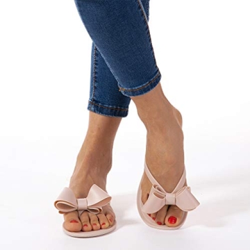 Mtzyoa Women's Bow Flip-Flops Beach Rain Jelly Shoes
