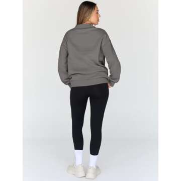 Trendy Queen Womens Oversized Sweatshirts Turtleneck Pullover Long Sleeve Hoodies Tops Fall Fashion Outfits 2025 Clothes DarkGrey L