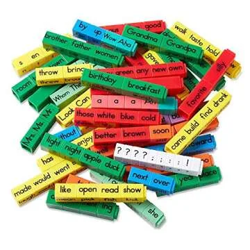 hand2mind Reading Rods Sentence Construction Cubes, Create Sentences with Word Blocks for Kids Ages 5 and Up, Linking Cubes, Montessori Toys For Toddlers, Kindergarten Homeschool Supplies (Set of 156)