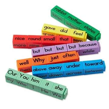 hand2mind Reading Rods Sentence Construction Cubes, Create Sentences with Word Blocks for Kids Ages 5 and Up, Linking Cubes, Montessori Toys For Toddlers, Kindergarten Homeschool Supplies (Set of 156)