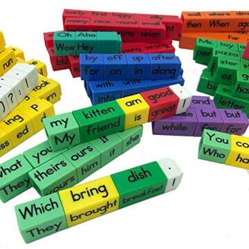 hand2mind Reading Rods Sentence Construction Cubes, Create Sentences with Word Blocks for Kids Ages 5 and Up, Linking Cubes, Montessori Toys For Toddlers, Kindergarten Homeschool Supplies (Set of 156)