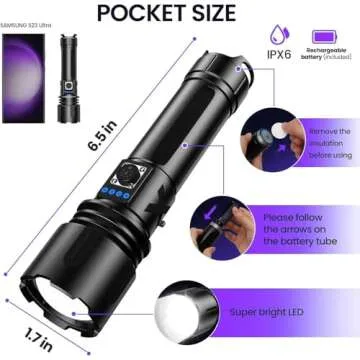 NUNET Ultra Bright Rechargeable Flashlights 1500 High Lumens, Powerful Small Tactical XHP70.2 LED Flash Light w. Magnetic Wristband for Camping Hiking Waterproof Zoomable