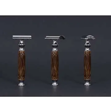 Wowe Lifestyle Double Edged Safety Razor with Long Natural Bamboo Wood Handle, Experience A Better Shave, Includes 5 Blades, Eco Friendly Grooming for Men and Women… (Silver)