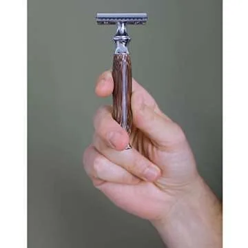 Wowe Lifestyle Double Edged Safety Razor with Long Natural Bamboo Wood Handle, Experience A Better Shave, Includes 5 Blades, Eco Friendly Grooming for Men and Women… (Silver)