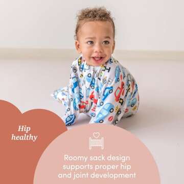 SleepingBaby Zipadee-Zip Baby Swaddling Blanket 12-24 Months - Transition Swaddle with Zipper Convenience - Busy Road, L