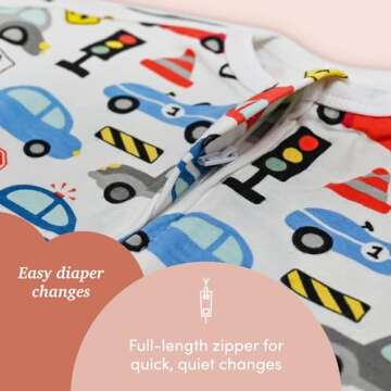 SleepingBaby Zipadee-Zip Baby Swaddling Blanket 12-24 Months - Transition Swaddle with Zipper Convenience - Busy Road, L