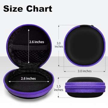 Woyinger Round Earbud Case Portable EVA Carrying Case Storage Bag Cell Phone Accessories Organizer with Carabiner for Earphone, Earbud, Earpieces, SD Memory Card, Camera Chips,Black