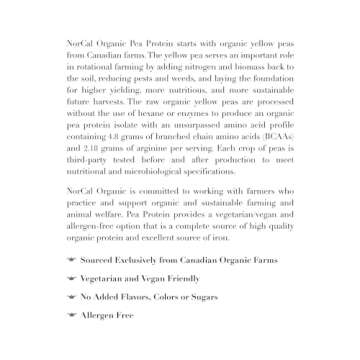 NorCal Organic - Premium Pea Protein Isolate - 100% Vegan and Organic - UNFLAVORED - 2 Pounds (Pack of 1) - 35 Servings