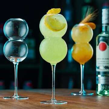 URMAGIC Creative Cocktail Glasses,2 Pcs 16Oz Ripple Drinking Glasses,Gourd Shaped Glass Cups,Vintage Stem Design Wine Glasses,Clear Ripple Glassware,Water Glasses,Champagne Cups,Whiskey Glasses