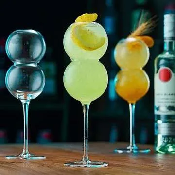 URMAGIC Creative Cocktail Glasses,2 Pcs 16Oz Ripple Drinking Glasses,Gourd Shaped Glass Cups,Vintage Stem Design Wine Glasses,Clear Ripple Glassware,Water Glasses,Champagne Cups,Whiskey Glasses