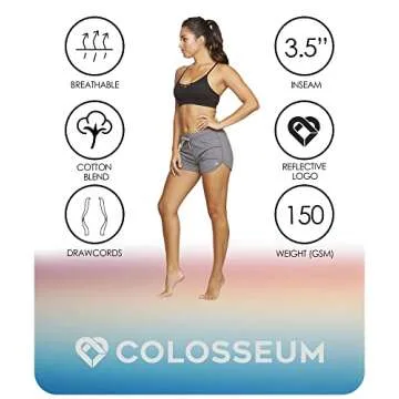COLOSSEUM Active Women's Simone Cotton Blend Yoga and Running Short (Smoked Pearl, Large)