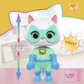 Just Play Disney Junior SuperKitties Cat-Tastic Transforming Bitsy, Toys for Kids Ages 3 Up