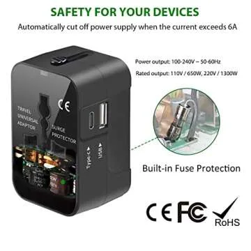 Universal Travel Adapter, All in One Plug Adapter with USB C, Worldwide Power Adapter USB Type C Port, International Wall Charger Foldable Plug Converter Outlet for Europe EU UK AUS (Type G/C/I/A)