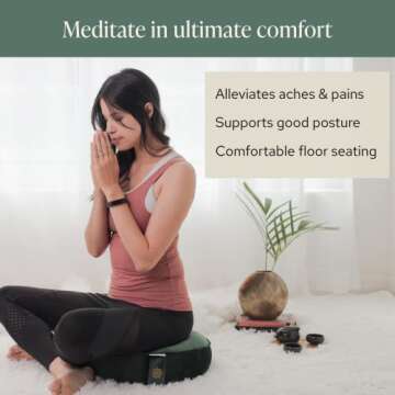Mindful & Modern Velvet Meditation Cushion | Luxe Zafu Yoga Floor Pillow Seat | Posture Support | Bu...