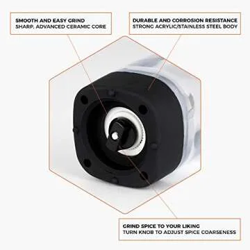 OPUX Premium Battery Operated Salt and Pepper Grinder Set | Electric Pepper Mill, Automatic Salt Shaker with Strong Acrylic Body | Non-Corrosive Electronic Grinder Set, Adjustable Coarseness