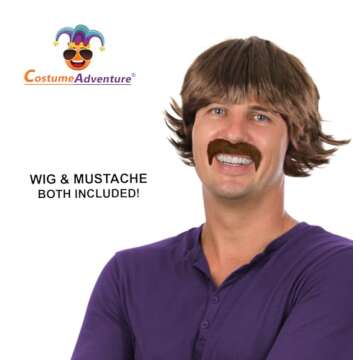 60's Hippie Sonny Wig and Mustache Costume Set