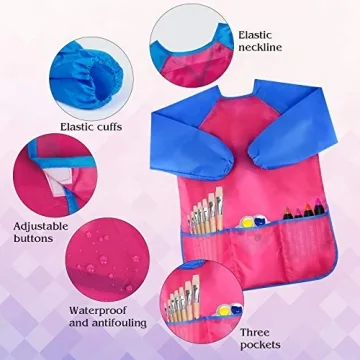 Bassion Kids Art Smocks Waterproof Long Sleeve with Pockets