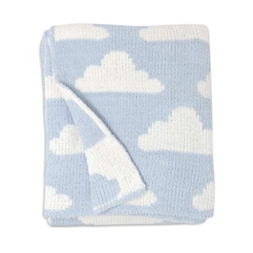 Living Textiles Blue Clouds Chenille Soft Baby Blanket Reversible Premium Cozy Fabric for Best Comfo...