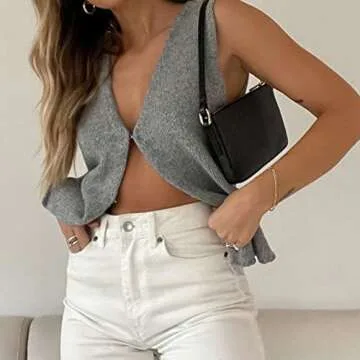 Jkerther Womens Crochet Vest Sleeveless Knitted Crop Top