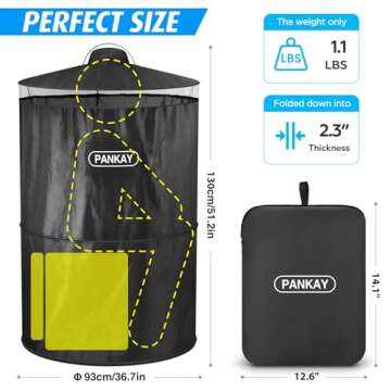 PANKAY Pop Up Privacy Tent, Portable Outdoor Camping Bathroom Toilet Tent, Collapsible Shelter for C...