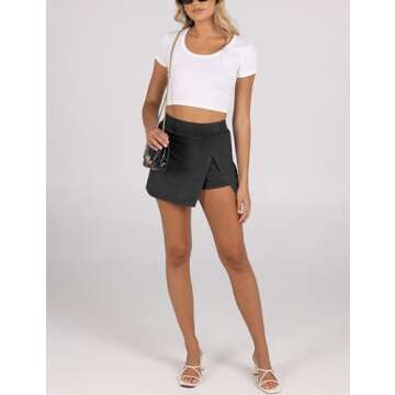 Ailoqing Women's Stretchy Mini Skirt with Built-In Shorts