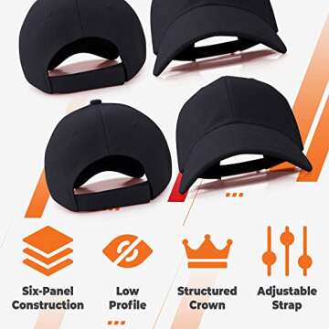 Kangora Plain Baseball Cap Adjustable Men Women Unisex | Classic 6-Panel Hat | Outdoor Sports Wear (...
