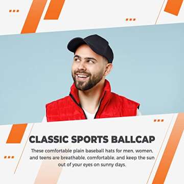 Kangora Plain Baseball Cap Adjustable Men Women Unisex | Classic 6-Panel Hat | Outdoor Sports Wear (20+Colors) (Black)