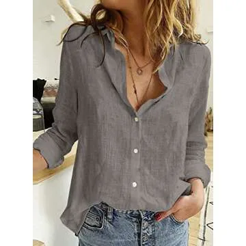 Astylish Women's Loose-Fitting Long Sleeve Blouse
