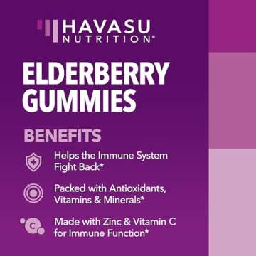 Sambucus Elderberry Gummies for Adults - Immune Support Supplement with Vitamin C and Zinc - Enhanced Formula for Daily Defense - 60 Count, 1 Month Supply, Berry Flavor - Convenient Wellness