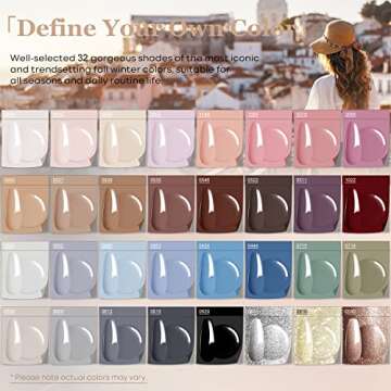 Modelones Gel Nail Polish Kit, 36 Pcs All-Season Neutral Pink Blue Gel Polish Set Soak Off Caramel Nude Brown Tan Nail Polish Starter Manicure with Matte Gloss Top Base Coat Nail Primer Gift for Women