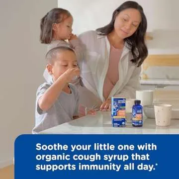 Mommy's Bliss Organic Kids Cough Syrup and Mucus Relief + Immunity Support, Agave & Honey, Ivy Leaf, Elderberry, Zinc, Vitamin C, 4 Fl Oz