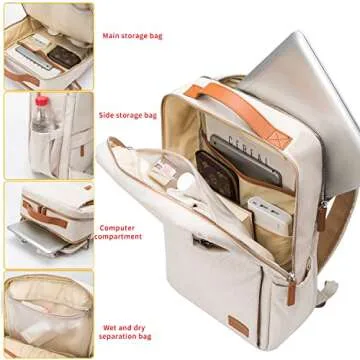 NOBLEMAN Men's Backpack, Laptop Backpack, Waterproof travel Backpack, 15.6 Inch Laptop Backpack, Daypack, carry on backpack with USB (Beige)