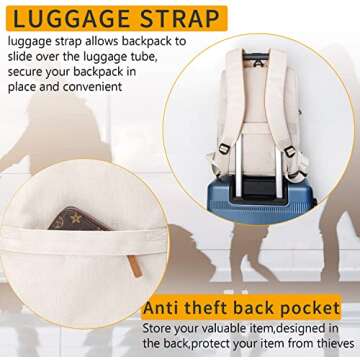 NOBLEMAN Men's Backpack, Laptop Backpack, Waterproof travel Backpack, 15.6 Inch Laptop Backpack, Daypack, carry on backpack with USB (Beige)