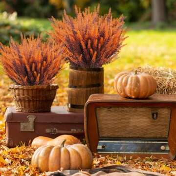 JEMONG 20 Bundles Artificial Fall Lavender Flowers Outdoor UV Resistant Fake Flowers No Fade Faux Pl...