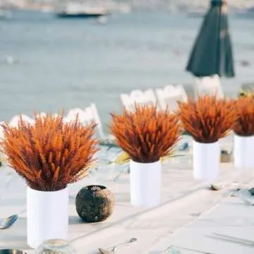 JEMONG 20 Bundles Artificial Fall Lavender Flowers Outdoor UV Resistant Fake Flowers No Fade Faux Plastic Plants Garden Porch Window Box Decorating (Golden Yellow)