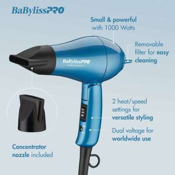 BaBylissPRO Nano Titanium Travel Hair Dryer