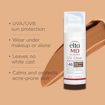 EltaMD UV Clear Deep Tinted Sunscreen for Face - Deep Tinted SPF 46 with Zinc Oxide, Oil-Free, Dermatologist Recommended Face Sunscreen, 1.7 oz