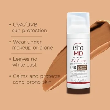 EltaMD UV Clear Deep Tinted Sunscreen for Face - Deep Tinted SPF 46 with Zinc Oxide, Oil-Free, Dermatologist Recommended Face Sunscreen, 1.7 oz